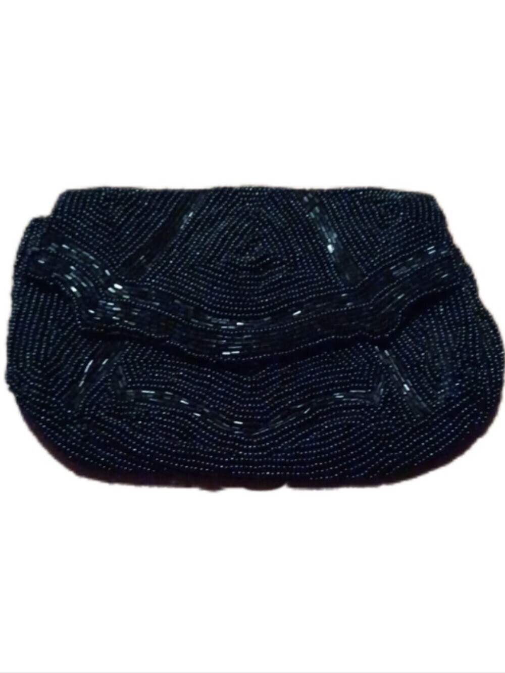 > Vintage Belt Black Beaded Clutch